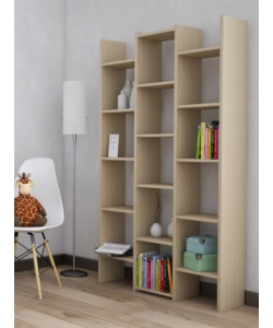 Libreria multispazio 15 ripiani olmo, 180x91x28 cm